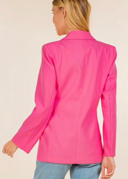 Pink Notched Collar Blazer