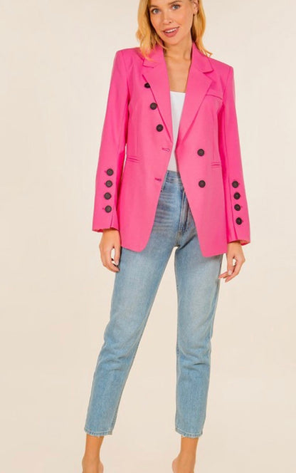 Pink Notched Collar Blazer