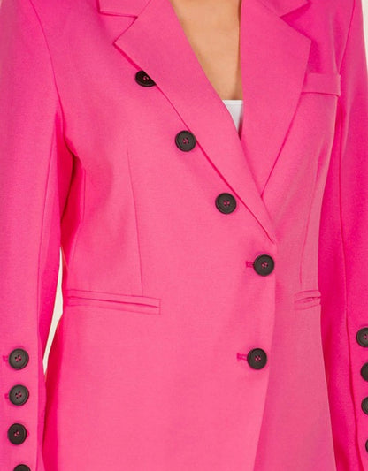 Pink Notched Collar Blazer