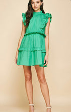 Load image into Gallery viewer, Summer Green Ruffle Mini Dress
