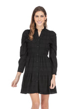 Load image into Gallery viewer, Black Button Front Tiered Dress
