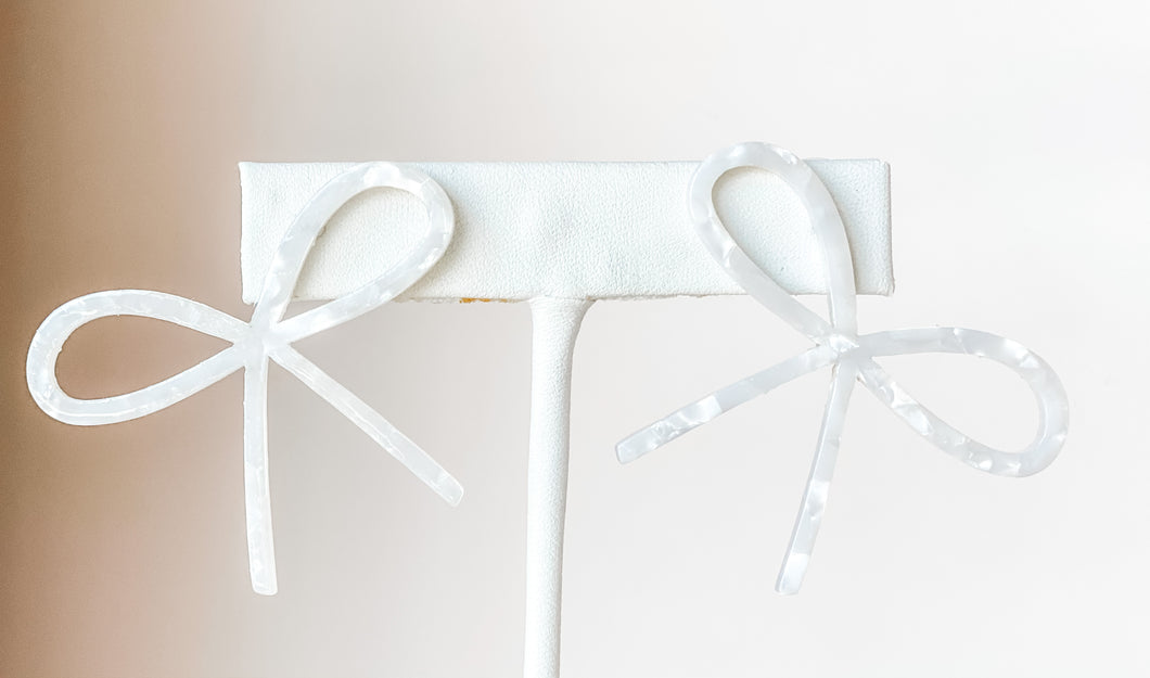 White Bow Earring