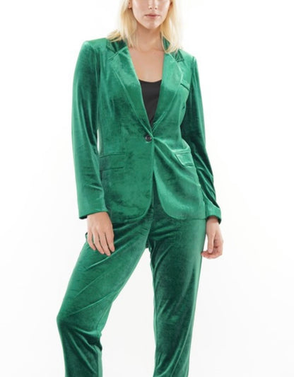 Green Velvet Blazer
