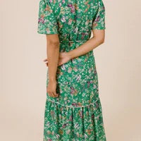 Load image into Gallery viewer, Wren Wrap Dress in Green Meadow Floral
