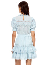 Load image into Gallery viewer, Lace Trim Blue Mini Dress
