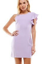 Load image into Gallery viewer, Lavender Ruffle Sleeve Shift Dress
