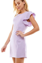 Load image into Gallery viewer, Lavender Ruffle Sleeve Shift Dress
