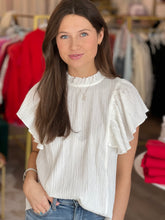 Load image into Gallery viewer, White Flutter Sleeve Top

