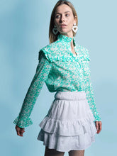 Load image into Gallery viewer, The Elizabeth Shirt in Aqua Floral
