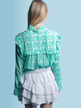 Load image into Gallery viewer, The Elizabeth Shirt in Aqua Floral

