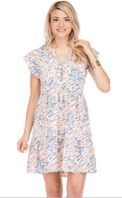Load image into Gallery viewer, Brush Stroke Flutter Sleeve Tier Dress
