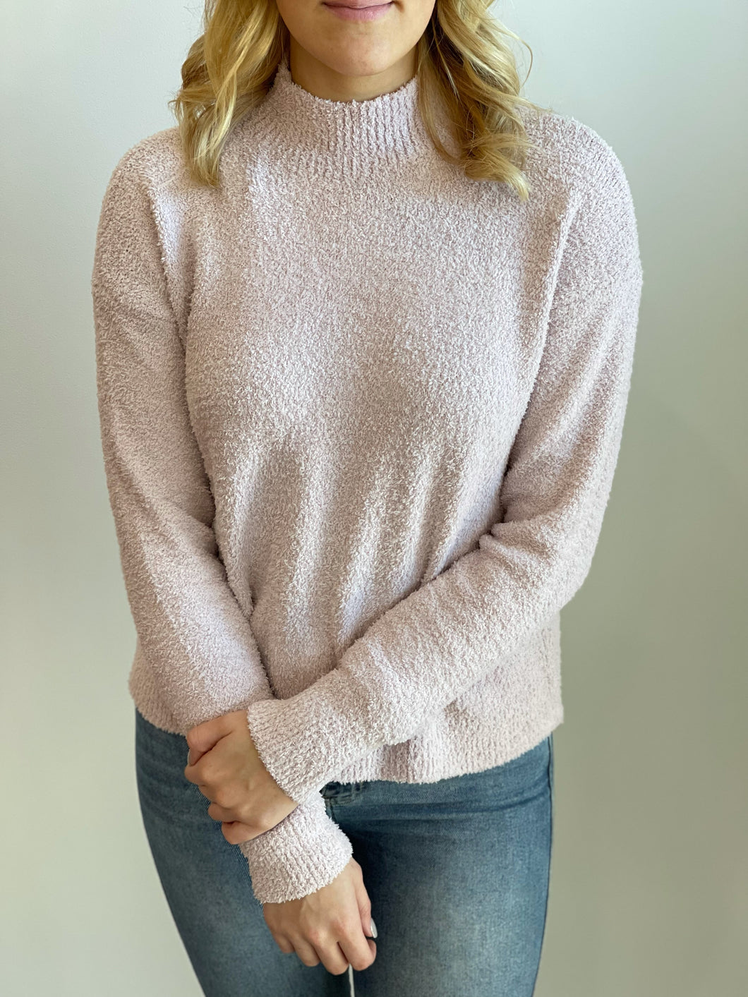 Mock Neck Sweater Pale Pink
