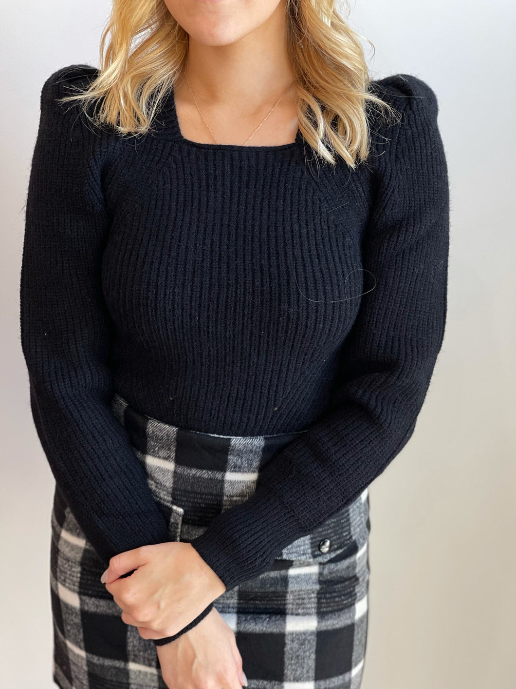 Black Square Neck Sweater