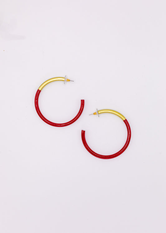 Elizabeth Large Hoop Earring in Red
