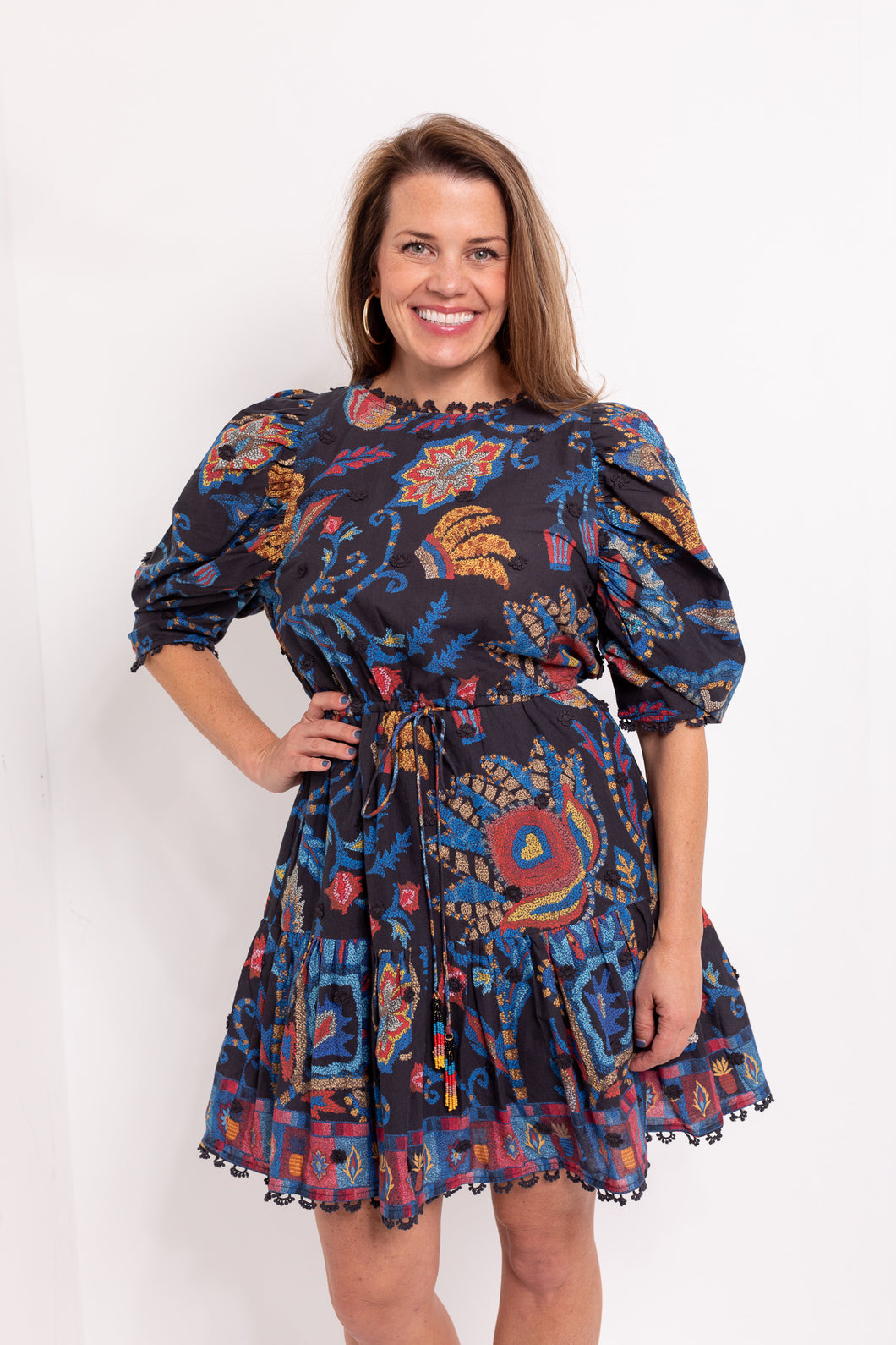 Sunset Tapestry Black Mini Dress