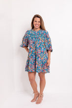 Load image into Gallery viewer, Lace Trim Dress in Teal Floral
