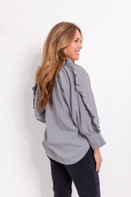 Load image into Gallery viewer, Black Ruffle Sleeve V Neck Top
