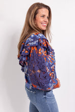 Load image into Gallery viewer, Pineapple Flowers Navy Blouse
