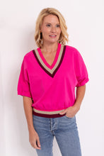 Load image into Gallery viewer, Varsity Poppy Top in Fuchsia Ponte
