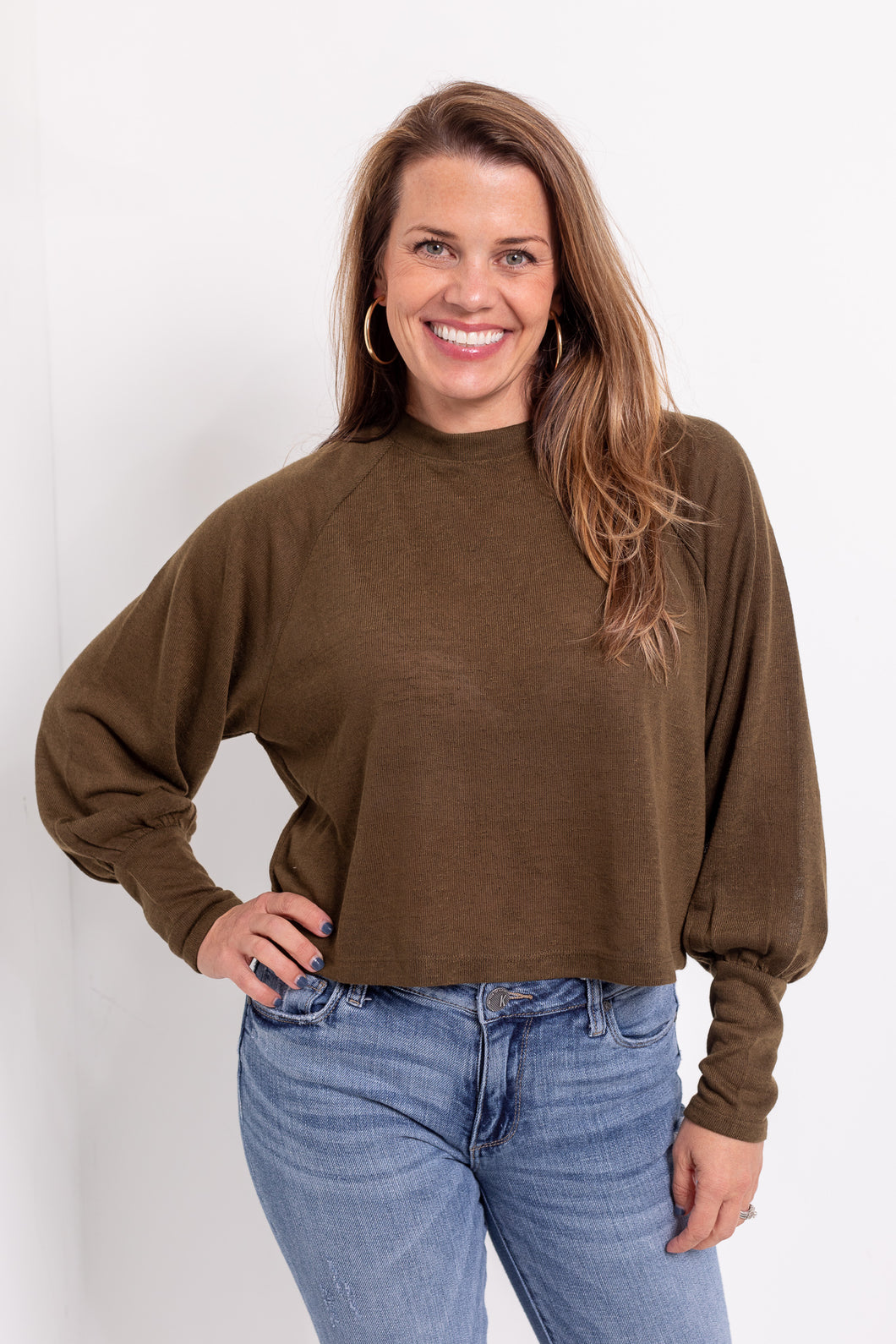 High Hopes Knit Top in Olive