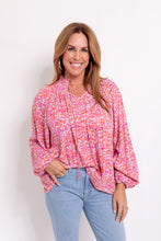 Load image into Gallery viewer, Pink/Orange Spotted V Neck Top
