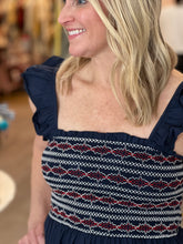 Load image into Gallery viewer, Navy Smocked Maxi Dress
