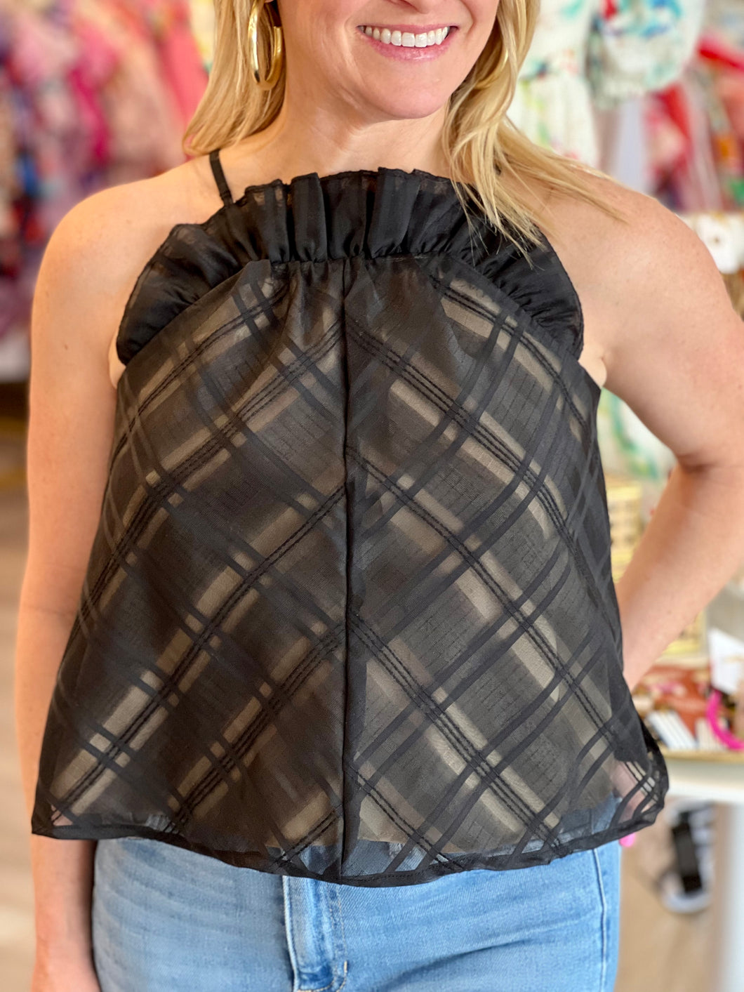 Summer Ruffle Tank in Black