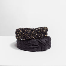 Load image into Gallery viewer, Black Tweed Knotted Headband

