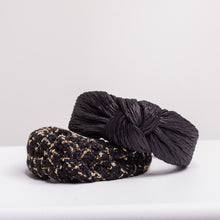 Load image into Gallery viewer, Black Tweed Knotted Headband
