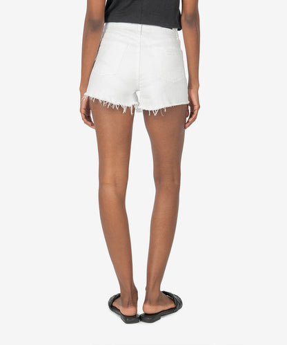 Jane High Rise Fray Hem Short in Optic White
