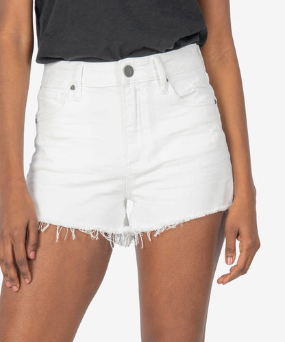 Jane High Rise Fray Hem Short in Optic White