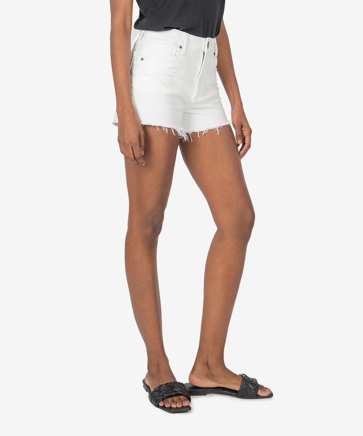 Jane High Rise Fray Hem Short in Optic White
