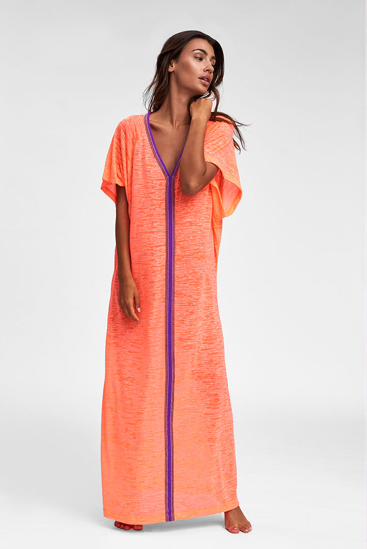 Inca Abaya Coverup in Coral/Purple