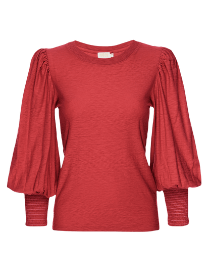Loren Smocked Tee in Red