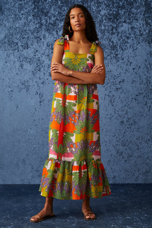 Abby Maxi in Palm Plaid