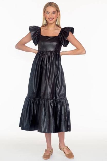 Brooke Dress in Black Leather