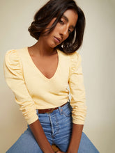 Load image into Gallery viewer, Saige V Neck Top in Buttercream

