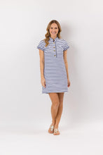 Load image into Gallery viewer, Navy Stripe Button Front Dress
