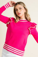 Load image into Gallery viewer, Hot Pink Ruffle Knit Sweater

