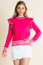 Load image into Gallery viewer, Hot Pink Ruffle Knit Sweater
