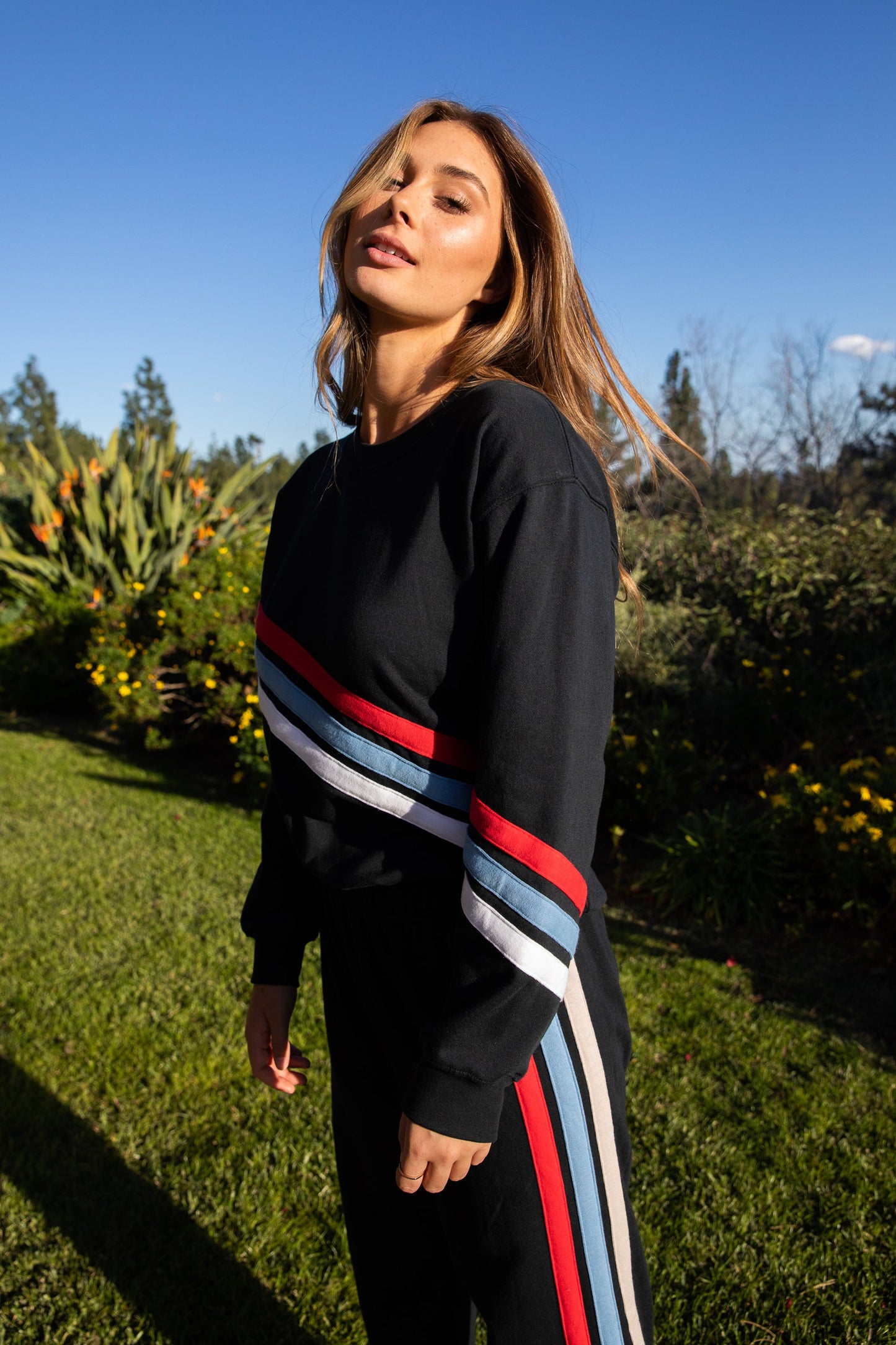 Stadium Stripe Classic Sweatshirt in Black.
