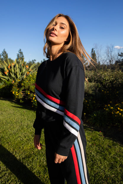Stadium Stripe Classic Sweatshirt in Black.