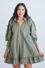 Load image into Gallery viewer, Olive Ruffle Sleeve V Neck Dress
