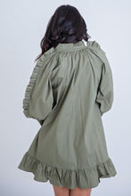 Load image into Gallery viewer, Olive Ruffle Sleeve V Neck Dress
