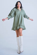 Load image into Gallery viewer, Olive Ruffle Sleeve V Neck Dress
