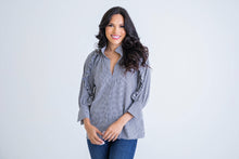 Load image into Gallery viewer, Black Ruffle Sleeve V Neck Top
