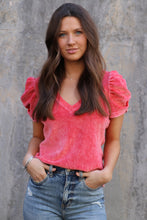Load image into Gallery viewer, Crushed Velvet Red Tee
