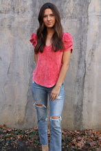 Load image into Gallery viewer, Crushed Velvet Red Tee
