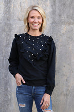 Load image into Gallery viewer, Black Capri Top w/Pearls

