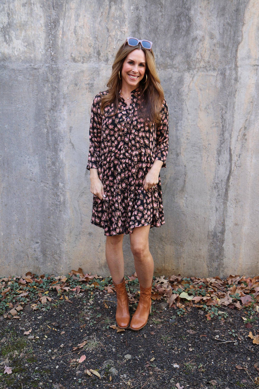 Pink Leopard Tiered Dress